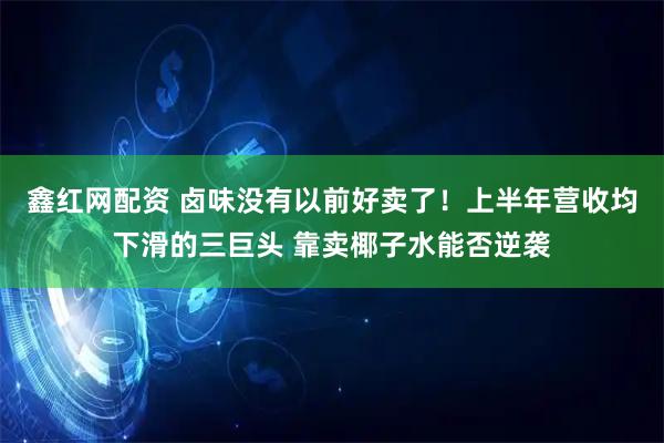 鑫红网配资 卤味没有以前好卖了！上半年营收均下滑的三巨头 靠卖椰子水能否逆袭